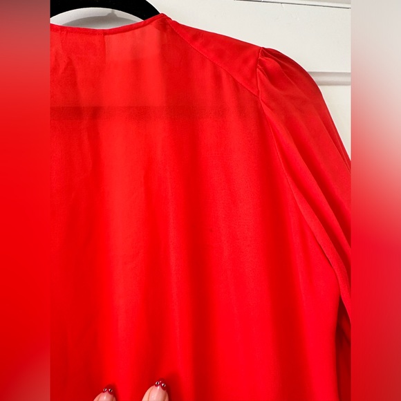 Parker red orange long sleeve SILK dress - Picture 10 of 12